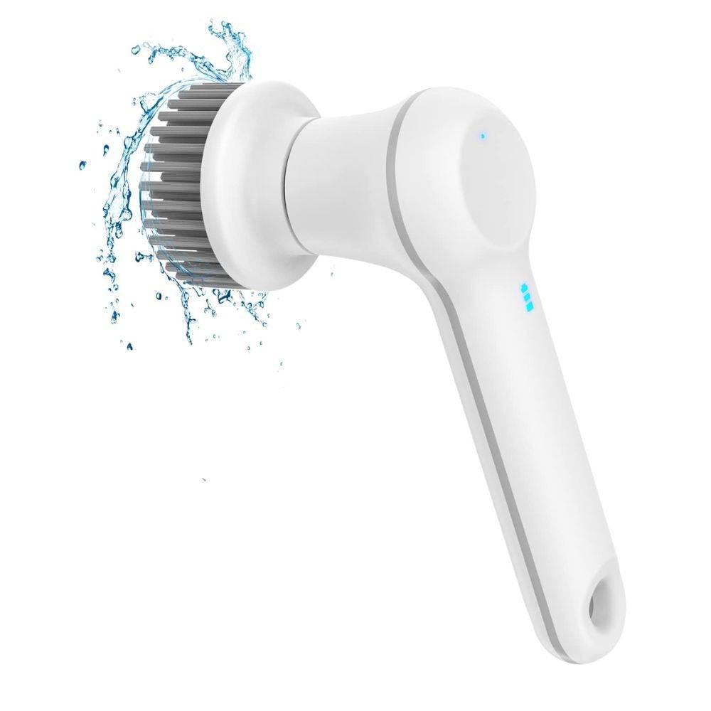 Wireless Electric Cleaning Brush scrubbing a bathroom tile surface