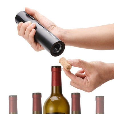 Sleek electric wine bottle opener on a kitchen counter