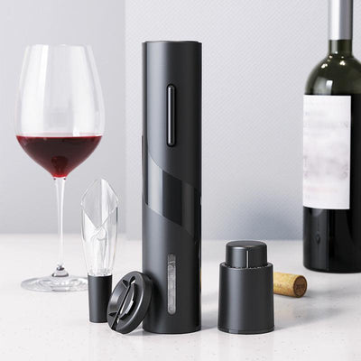 Sleek electric wine bottle opener on a kitchen counter
